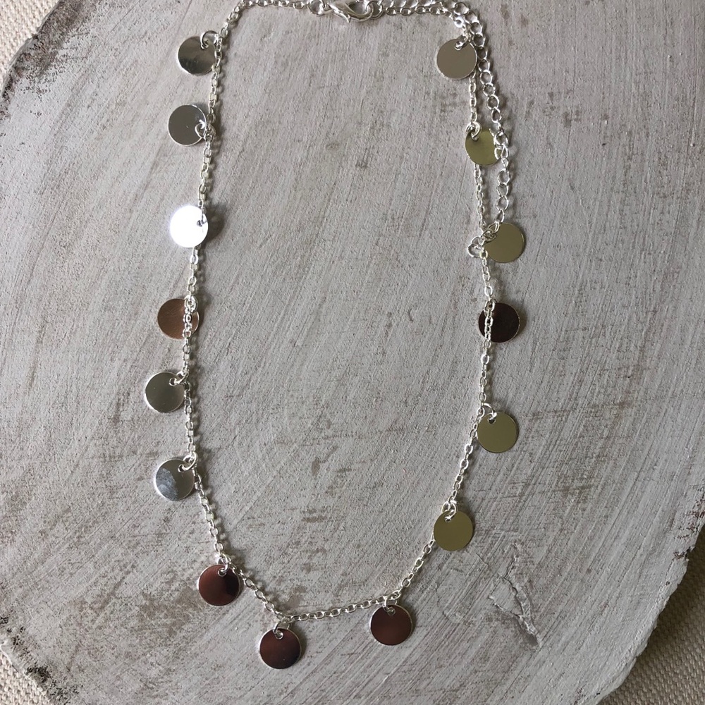 Vintage silver dangly pendant choker necklace - Picture 3 of 3